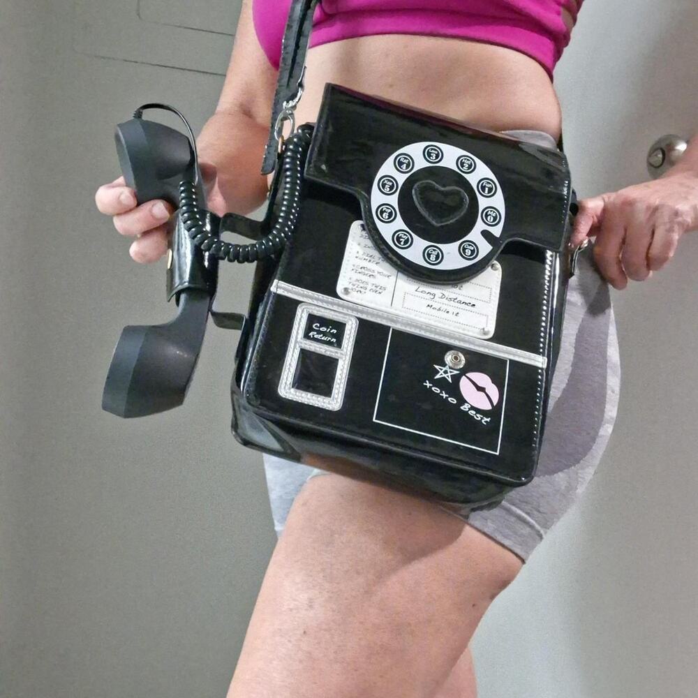 Retro Black Payphone Crossbody Purse ☎️ FUNCTIONAL HANDSET